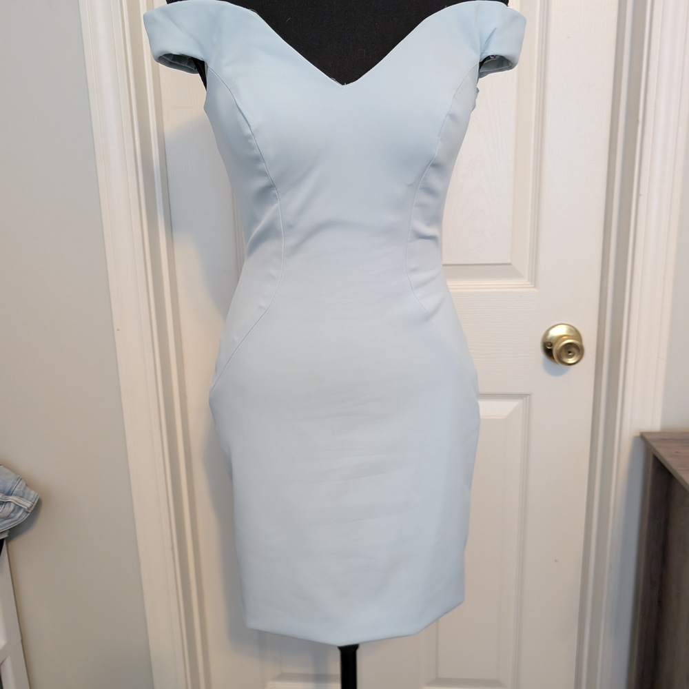 Chic Strapless Light Blue Dress